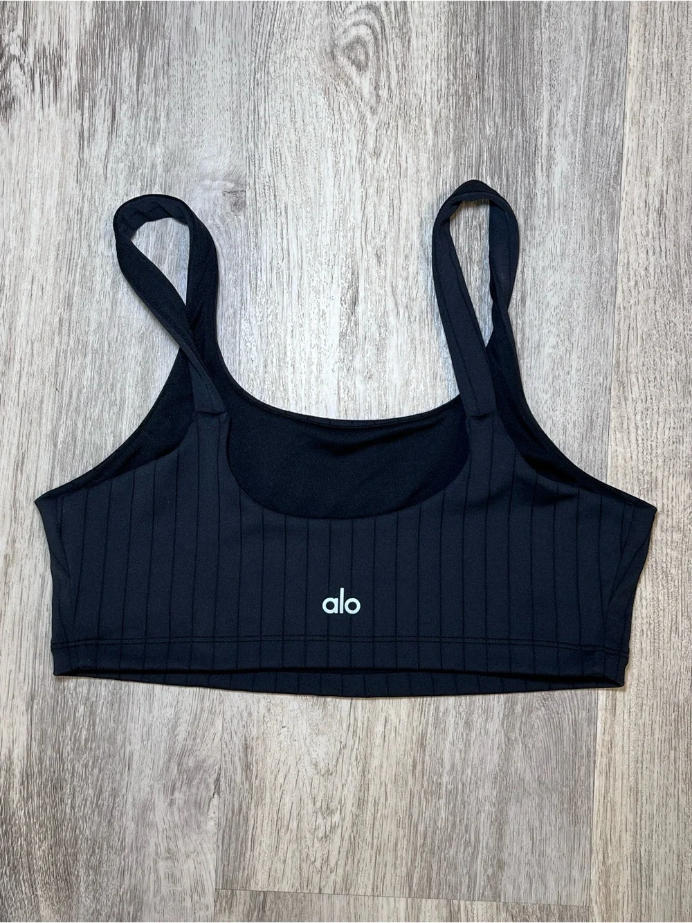 Alo Yoga Ribbed Black Sports Bralette Size Medium